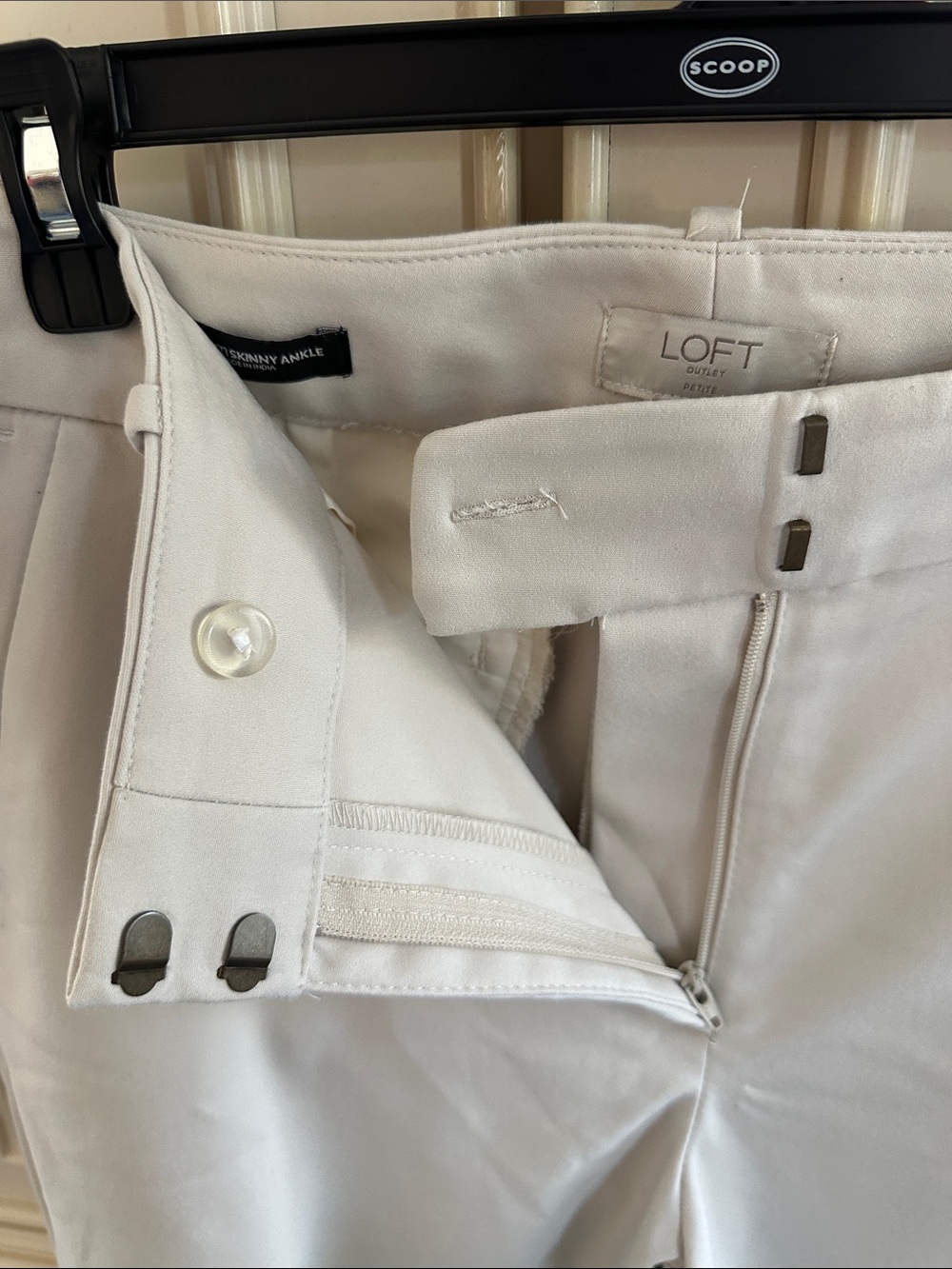 LOFT Off-White Skinny Ankle Dress Pants - Picture 2 of 6